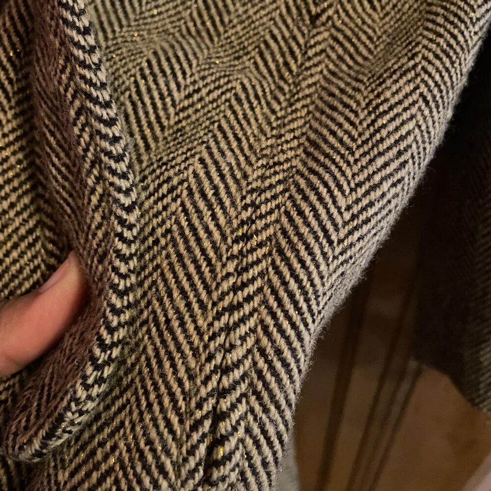 VTG Tailored Flare Fit Herringbone Tweed Wool Blend Coat. Merona, Women's Medium - Picture 8 of 16